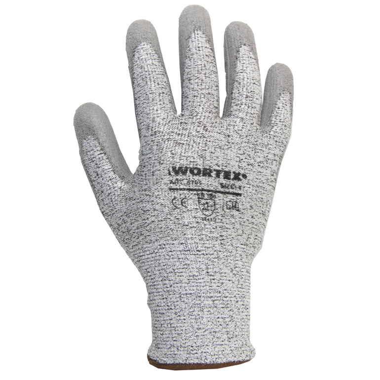 WORTEX 6707...6711 PU kattega kindad, lõikekindlus D