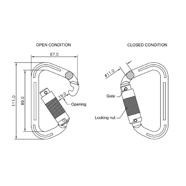 TOP LOCK 71112 alumiiniumist karabiin