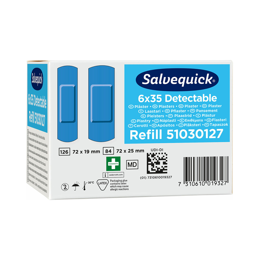 SALVEQUICK plastikplaastrid toiduainetööstusesse, täitepakend 35 tk