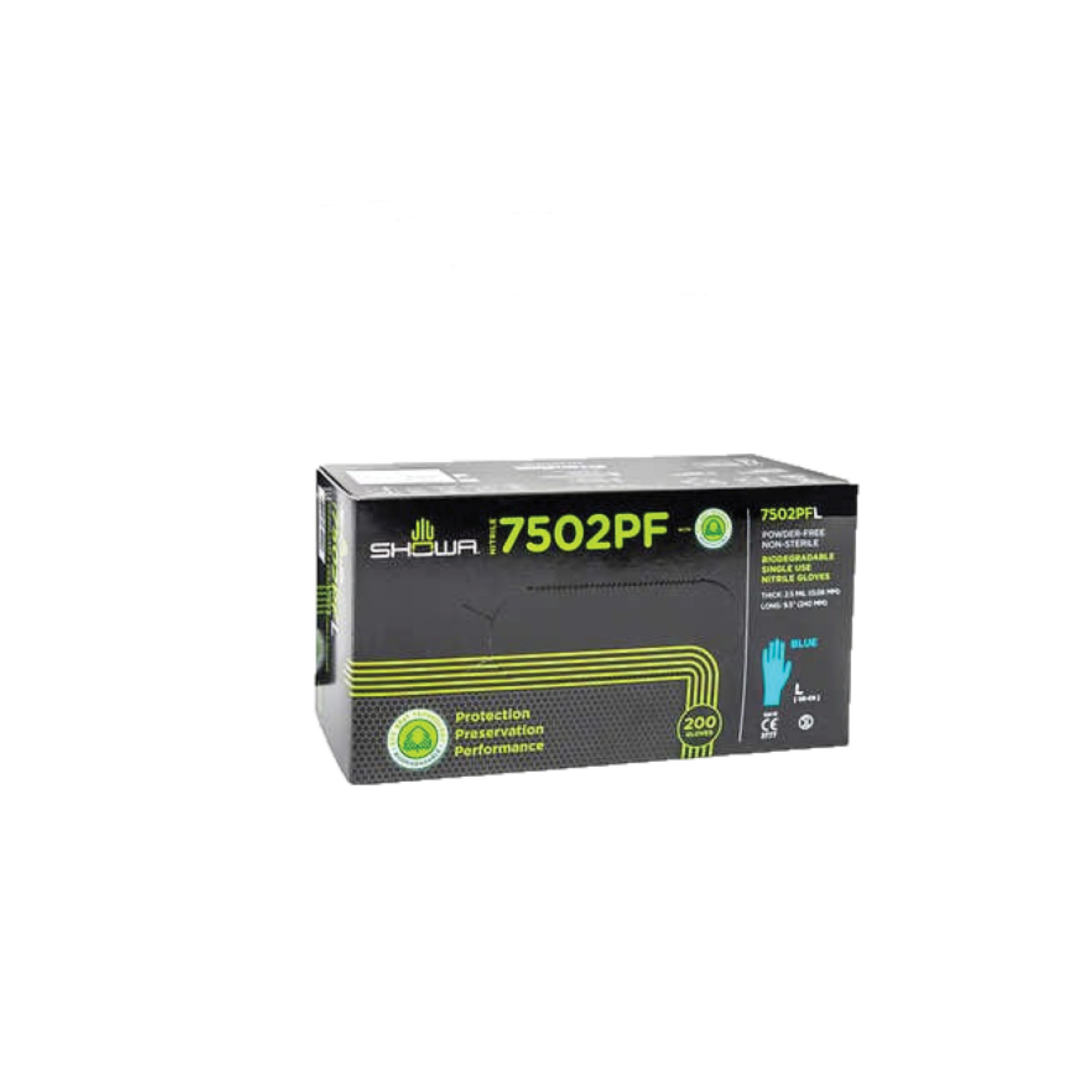 SHOWA 7502PF biolagunevad nitriilkindad puudrita, 200 tk