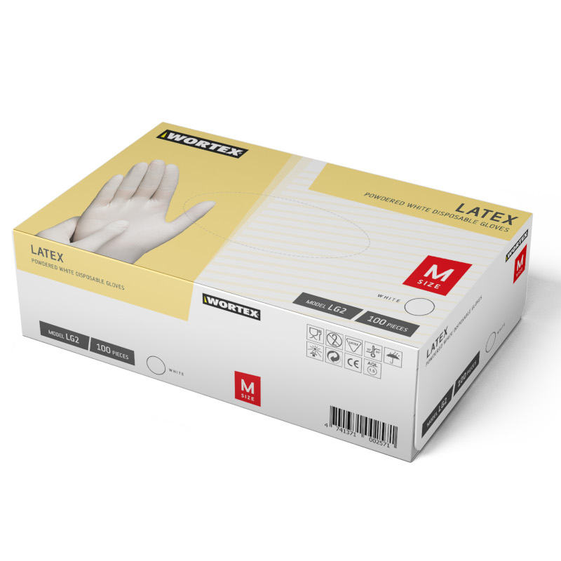 WORTEX LG2 latekskindad puudriga, 100 tk