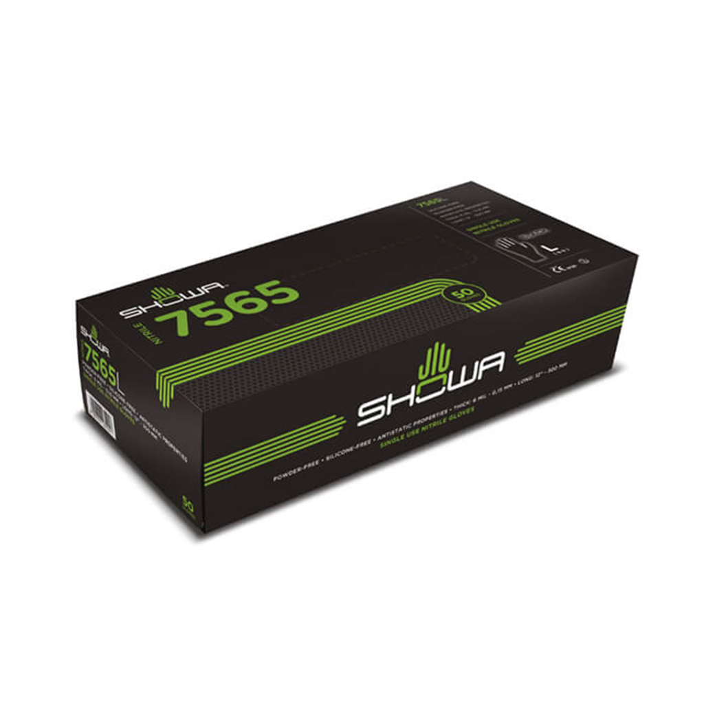 SHOWA 7565 biolagunevad nitriilkindad puudrita, 100 tk
